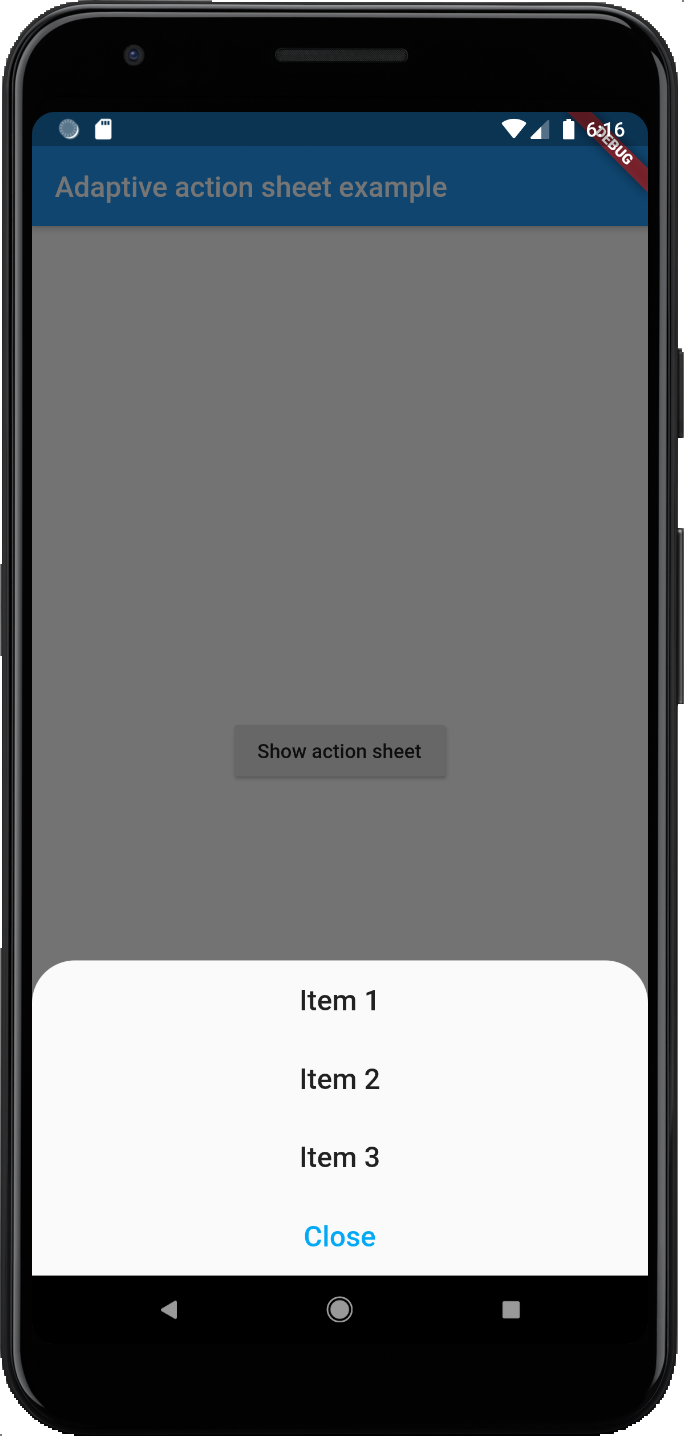 Android ActionSheet Example