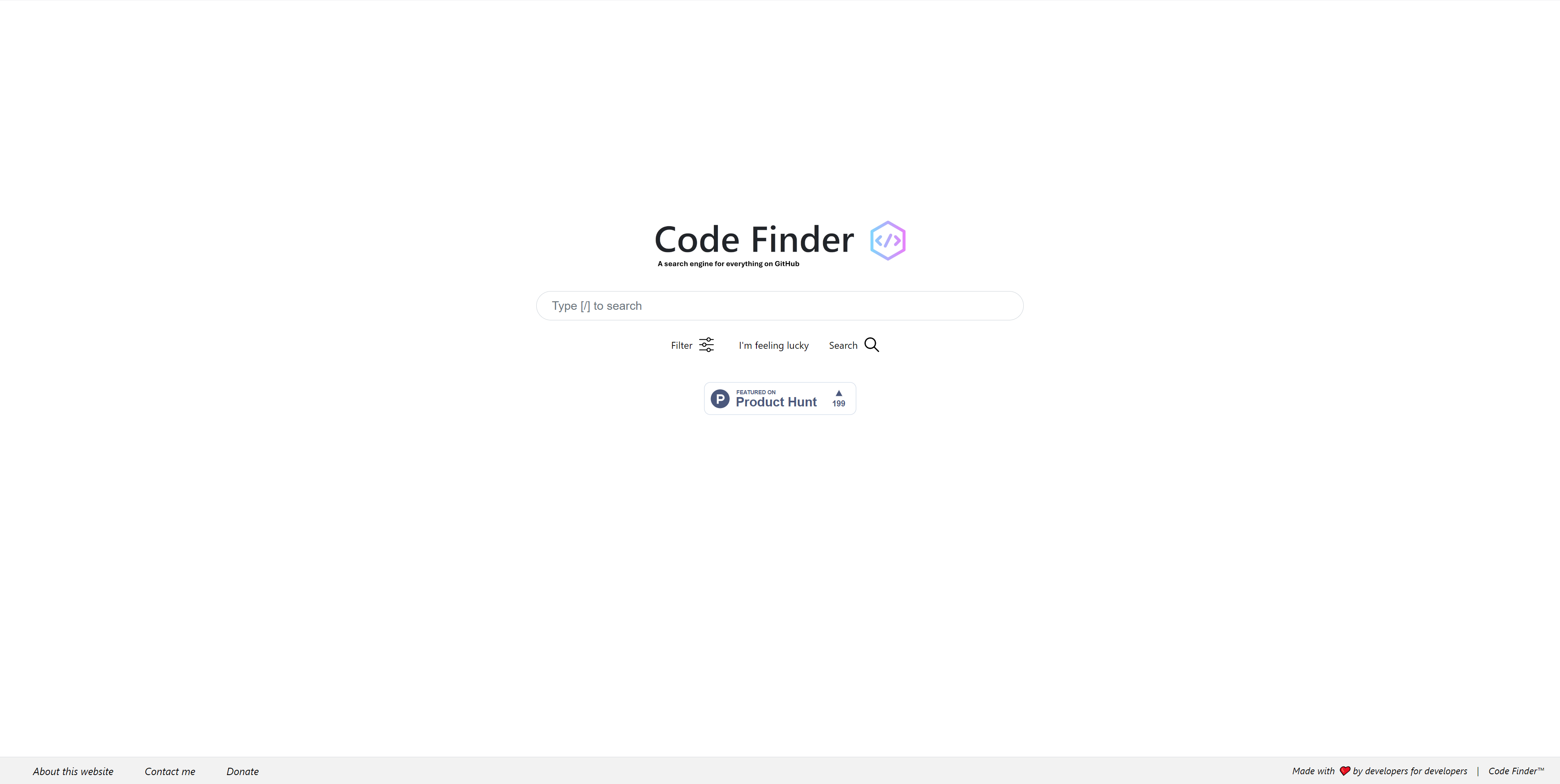 Code Finder main page