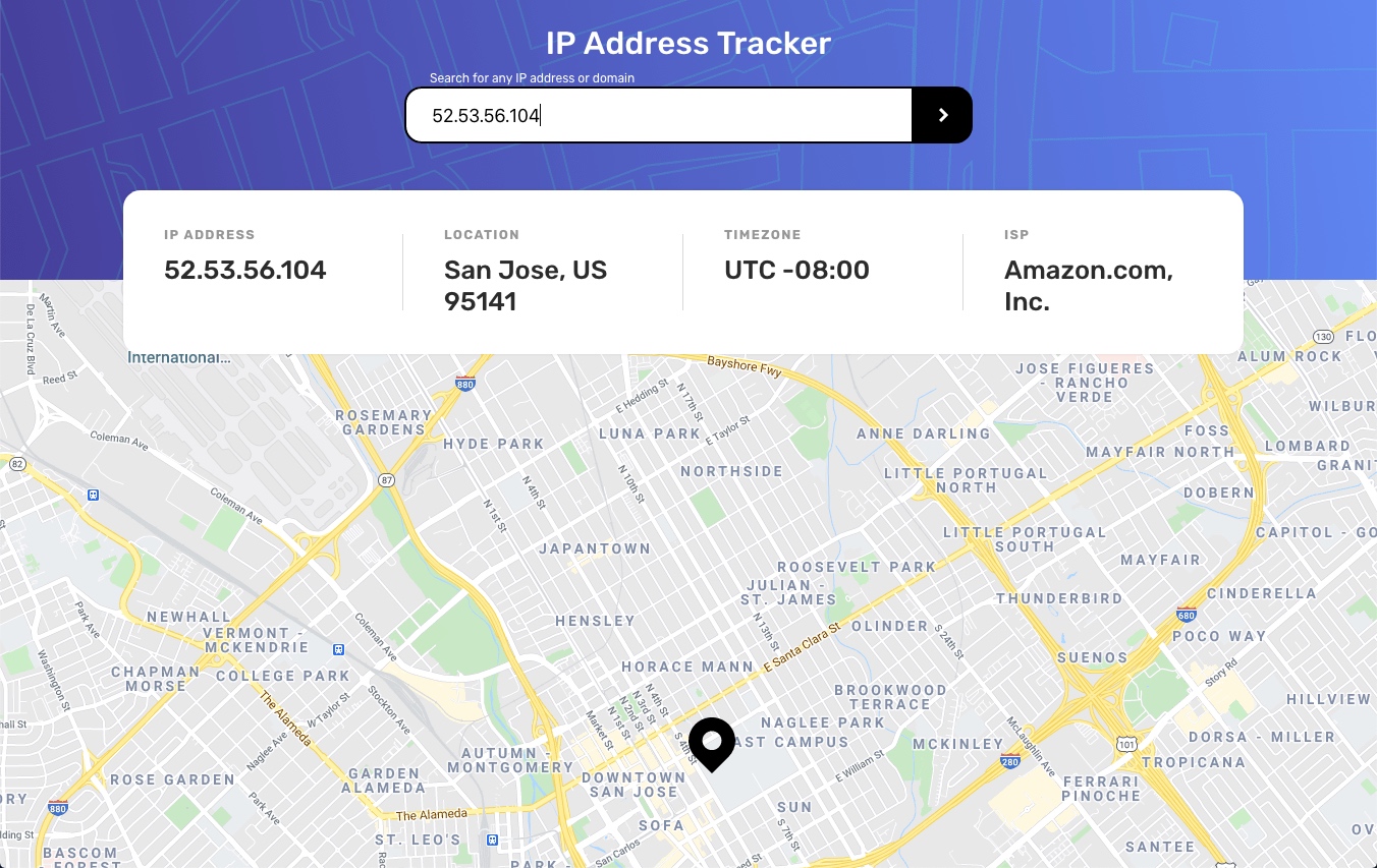 Design preview for the IP Address Tracker coding challenge