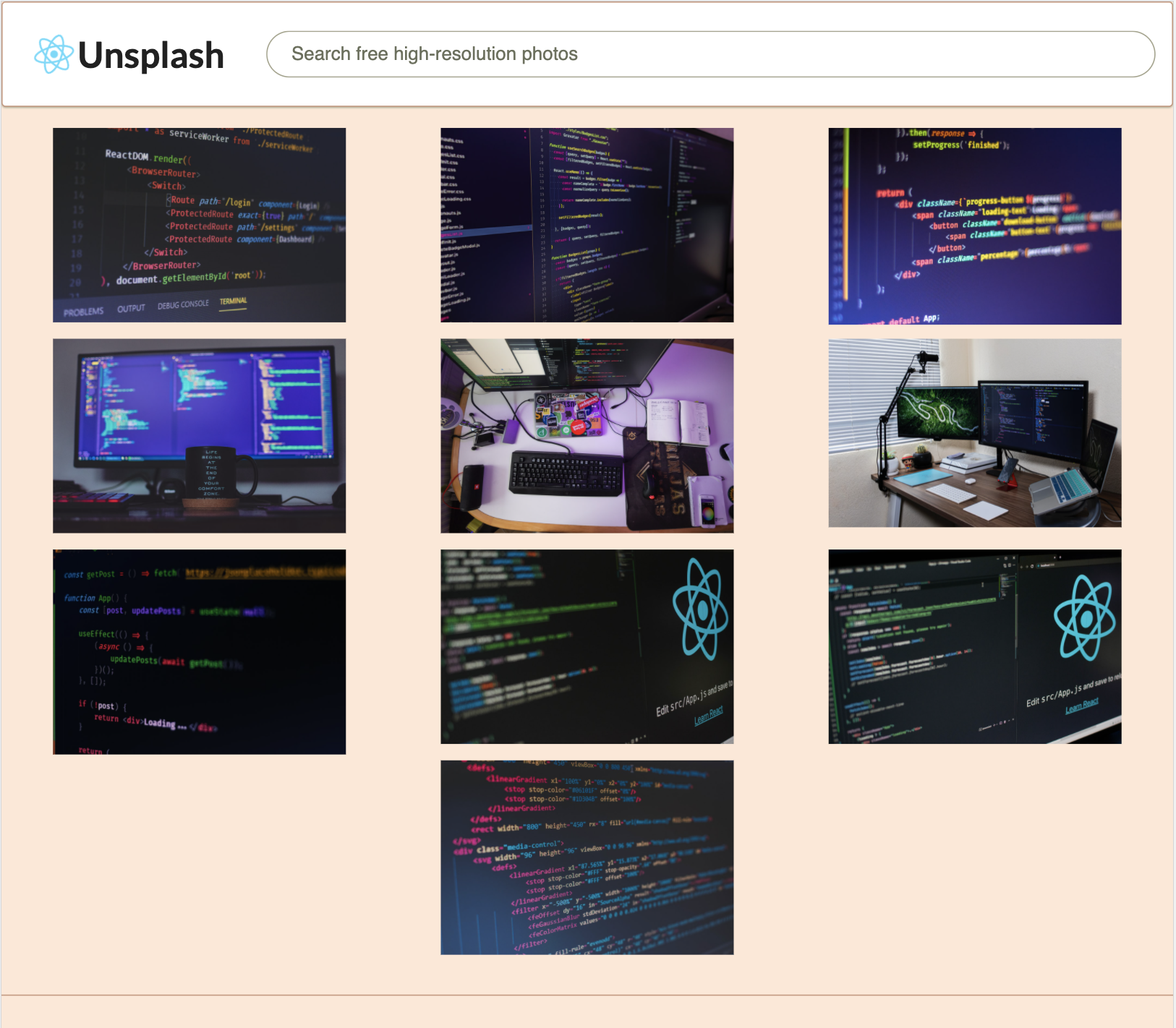 React Unsplash Screenshot