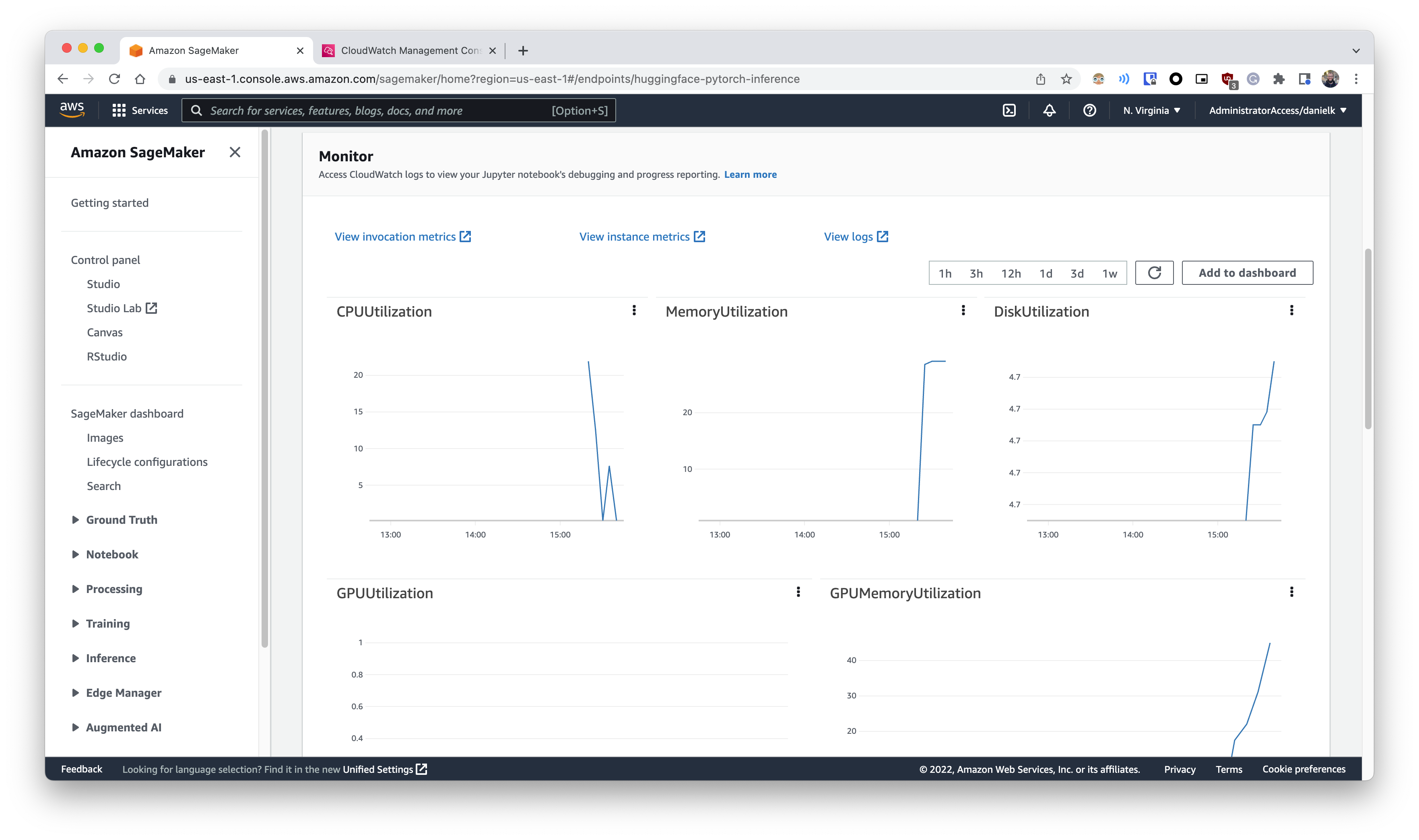 AWS SageMaker metrics