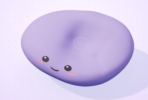 A Mochi squishy deformed by a sustained mouse press