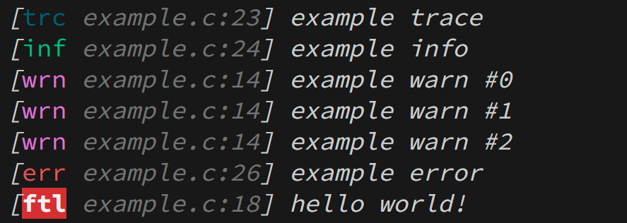 example output with custom text attributes