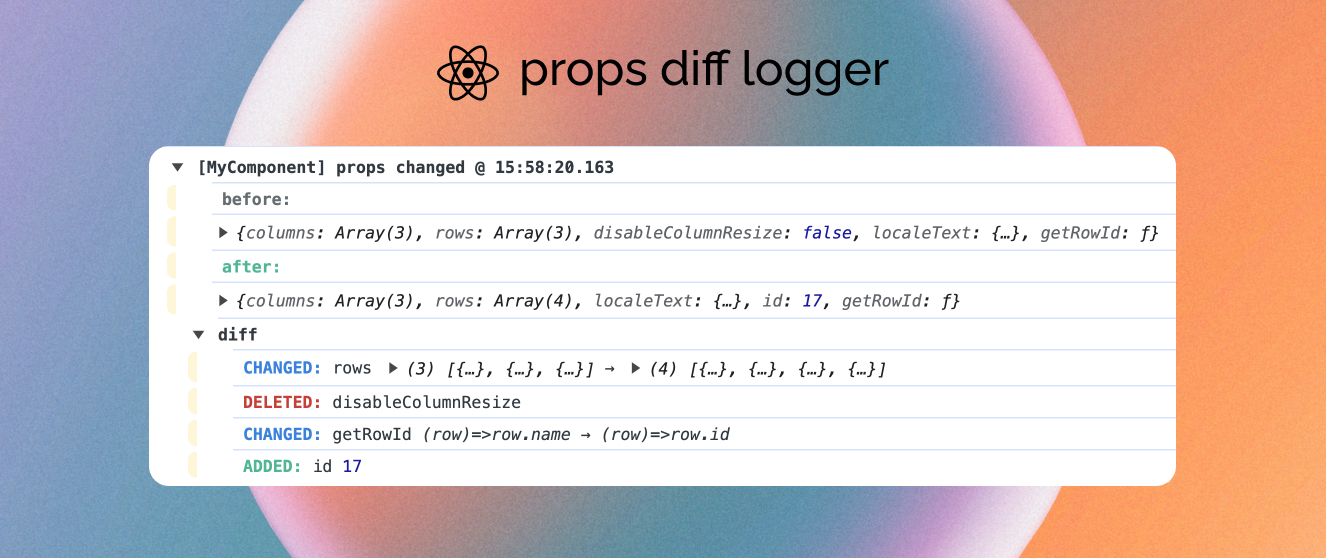react props diff logger