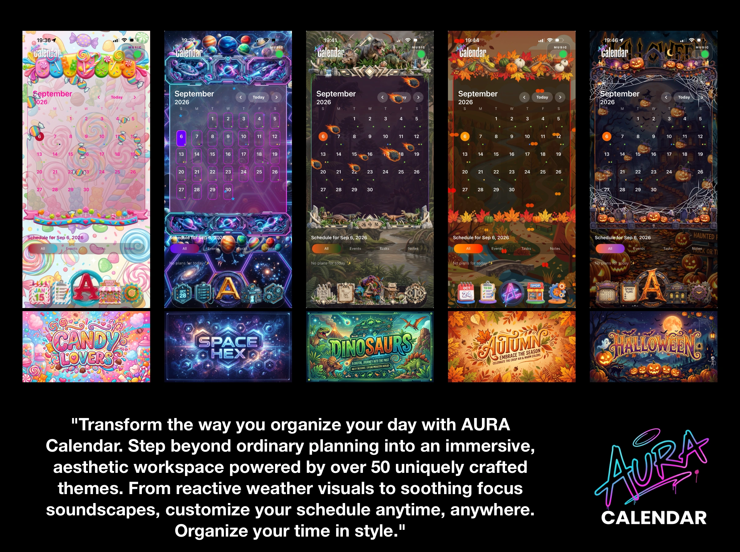 AURA Calendar Themes Preview