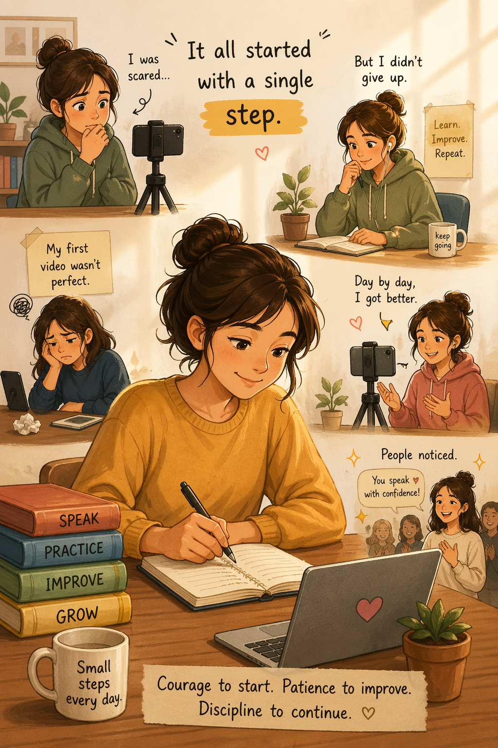 Lina recording her first video