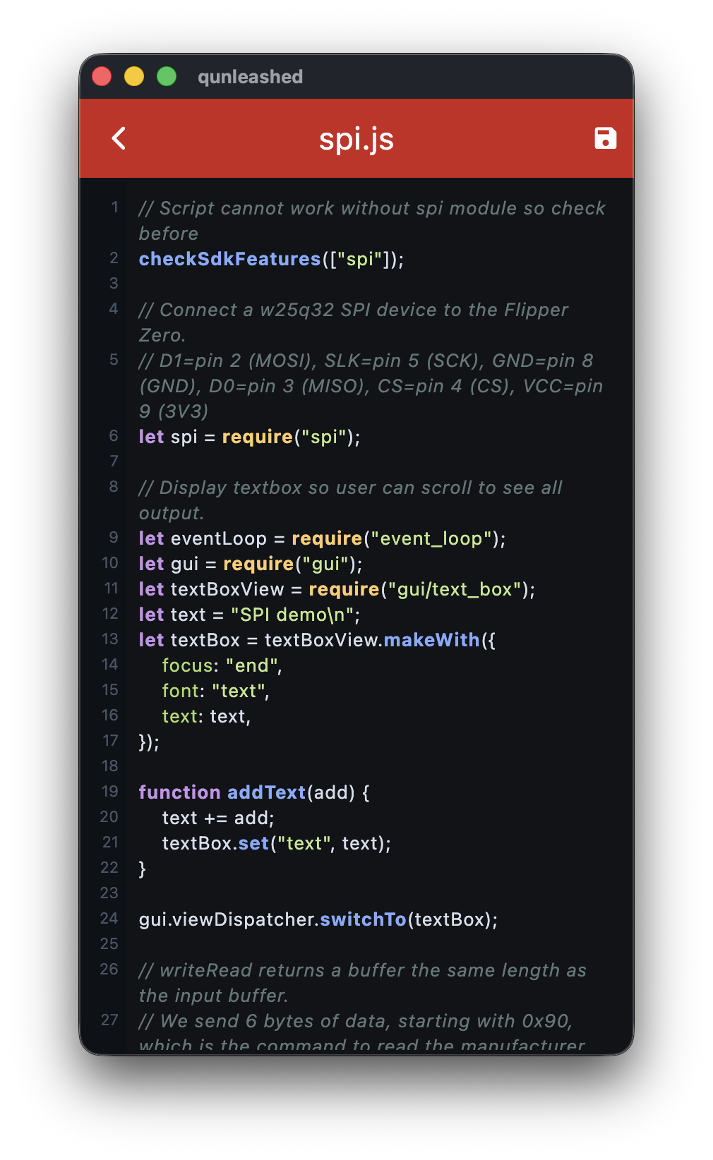 Text editor screen