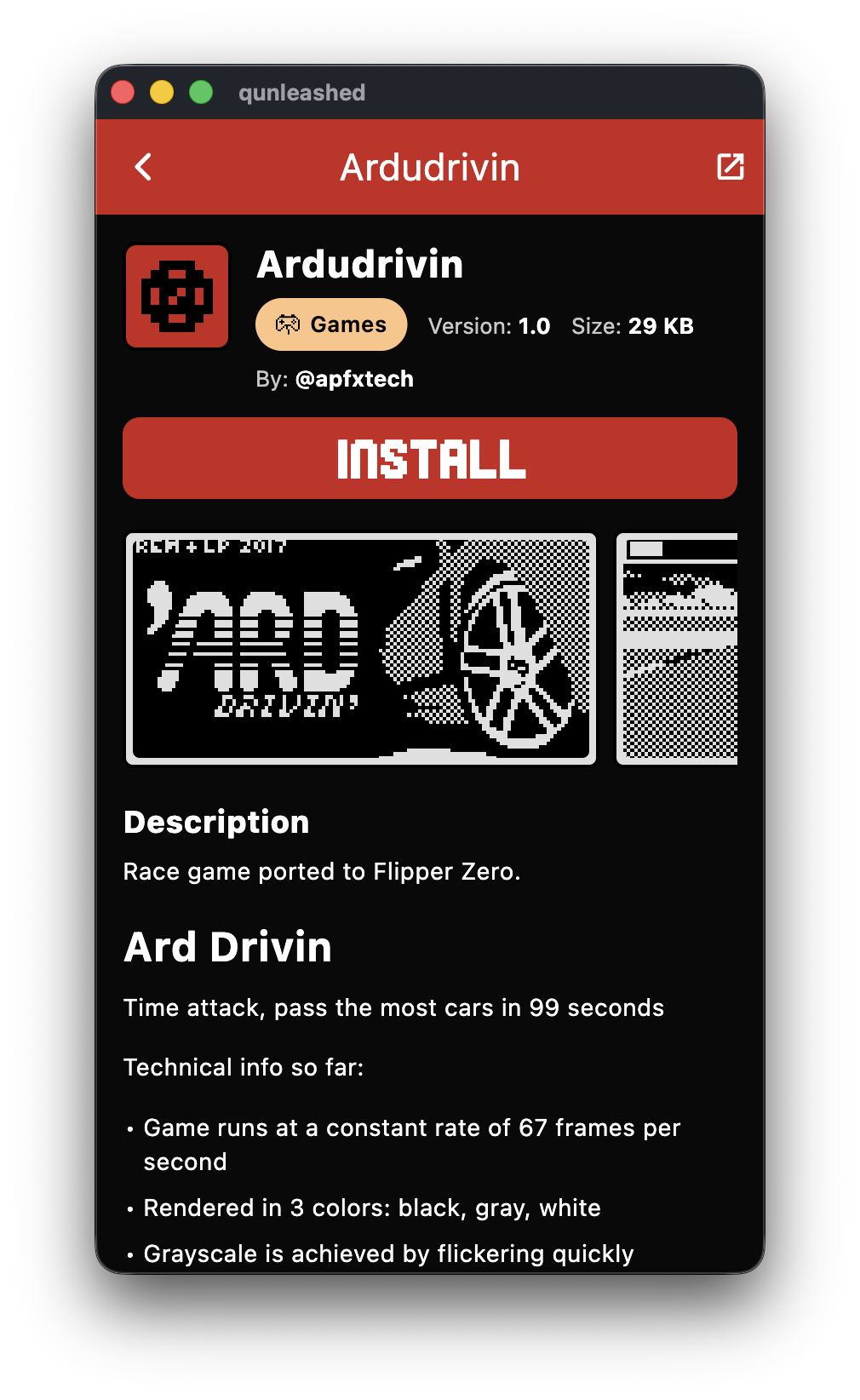 App install screen