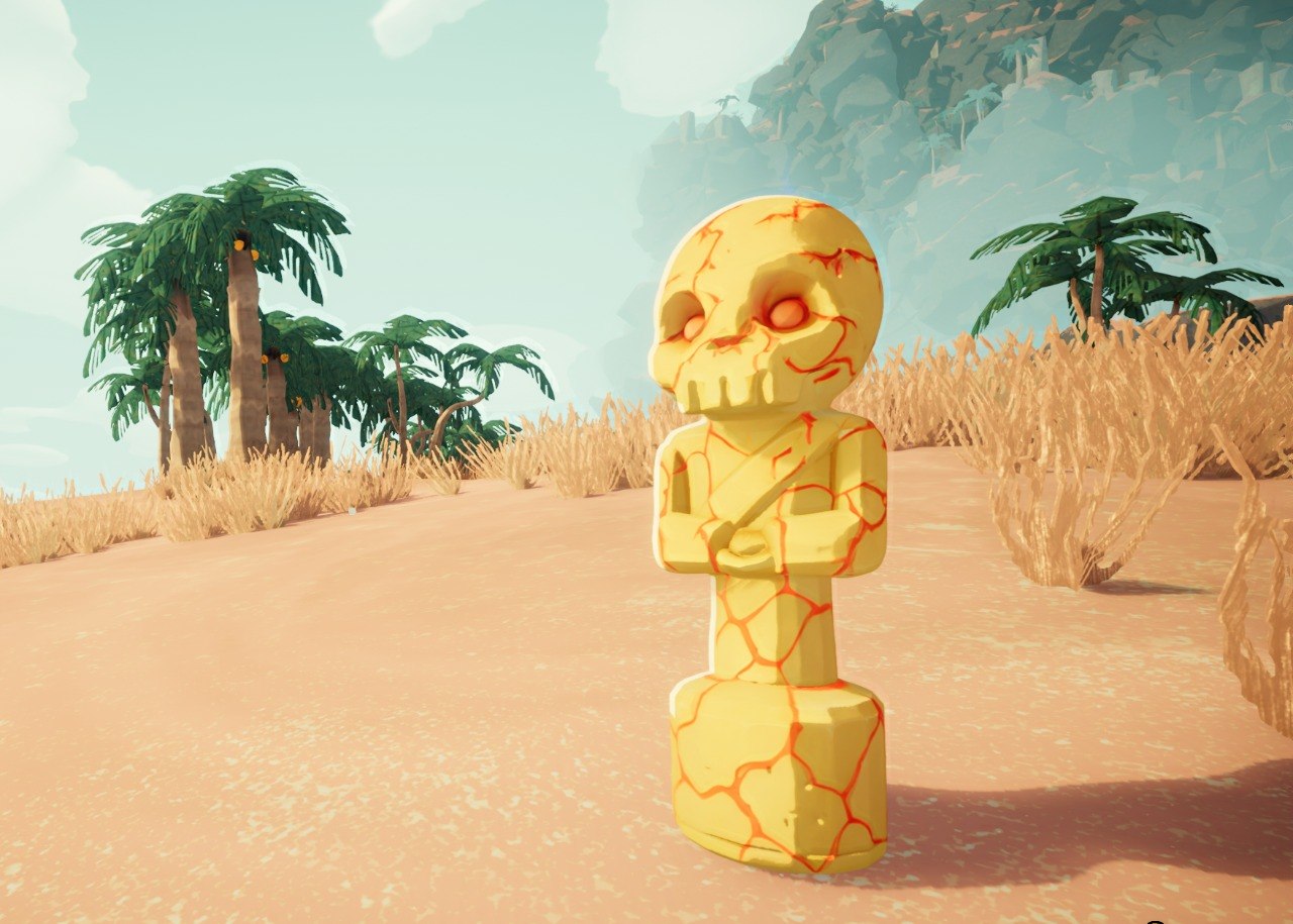 Skeleton-changing statue