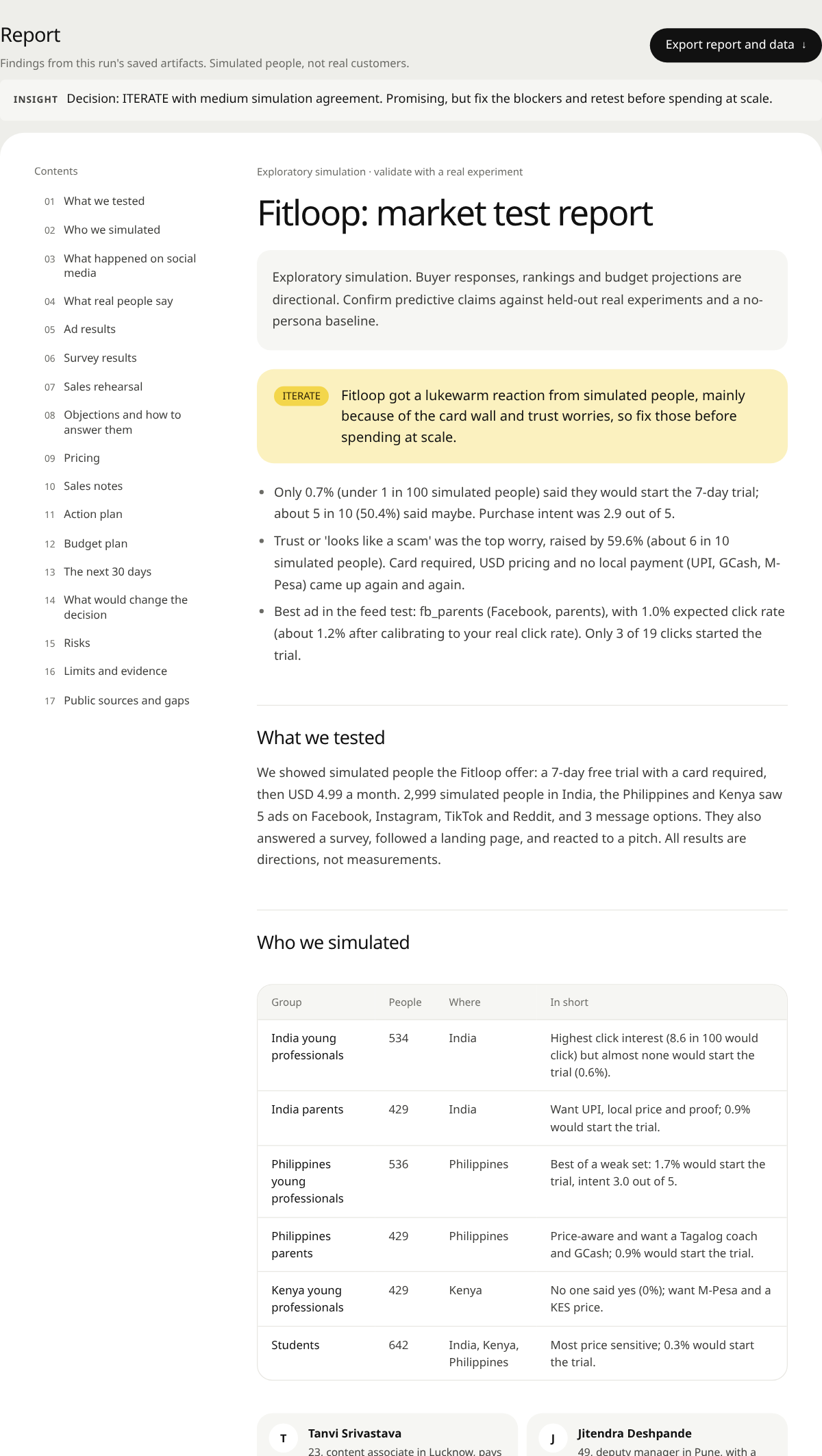 The plain-language report with contents, decision lead and tables