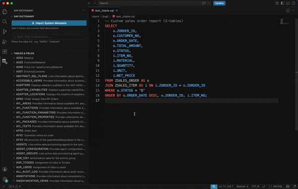Import metadata demo
