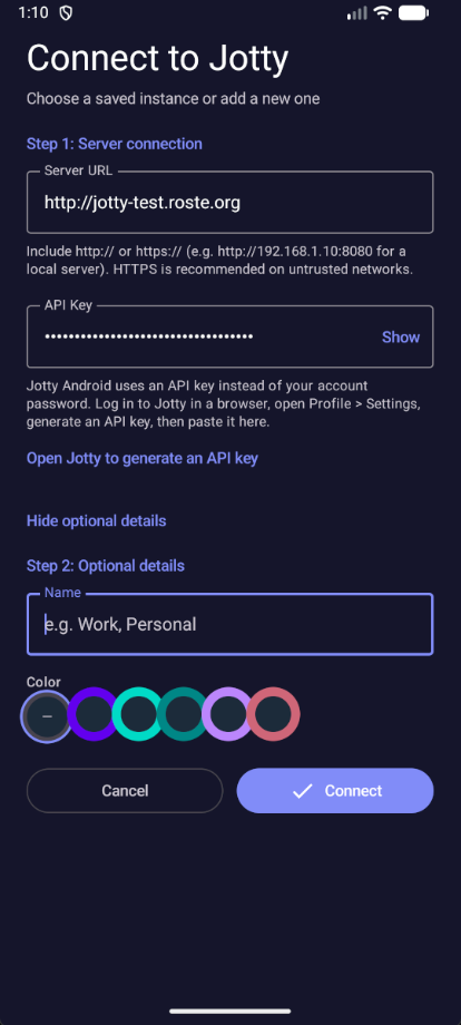 Connect to Jotty dark