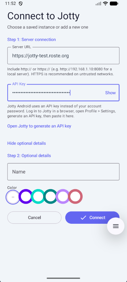 Connect to Jotty light