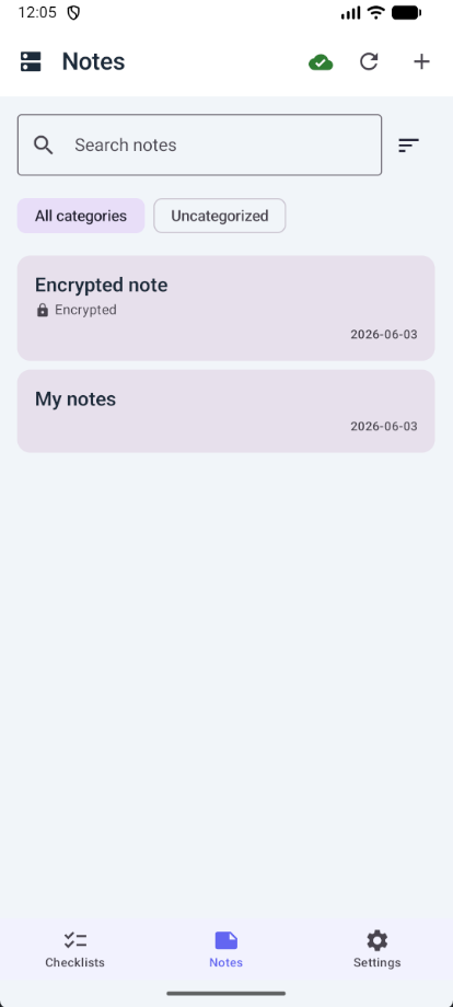 Notes list light