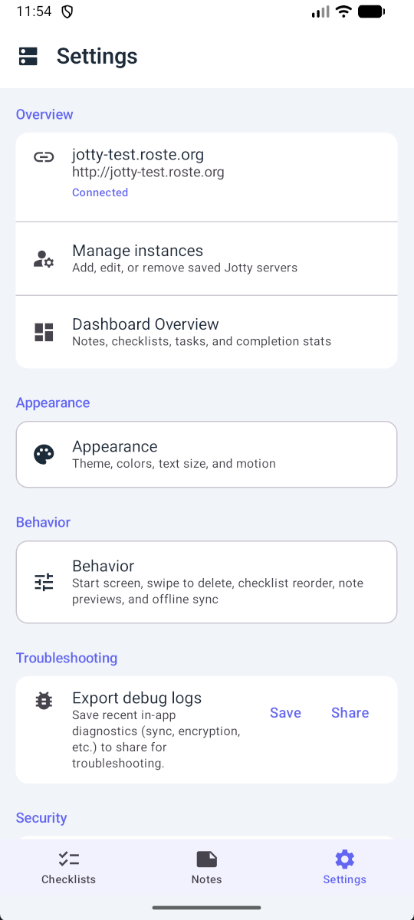Settings light