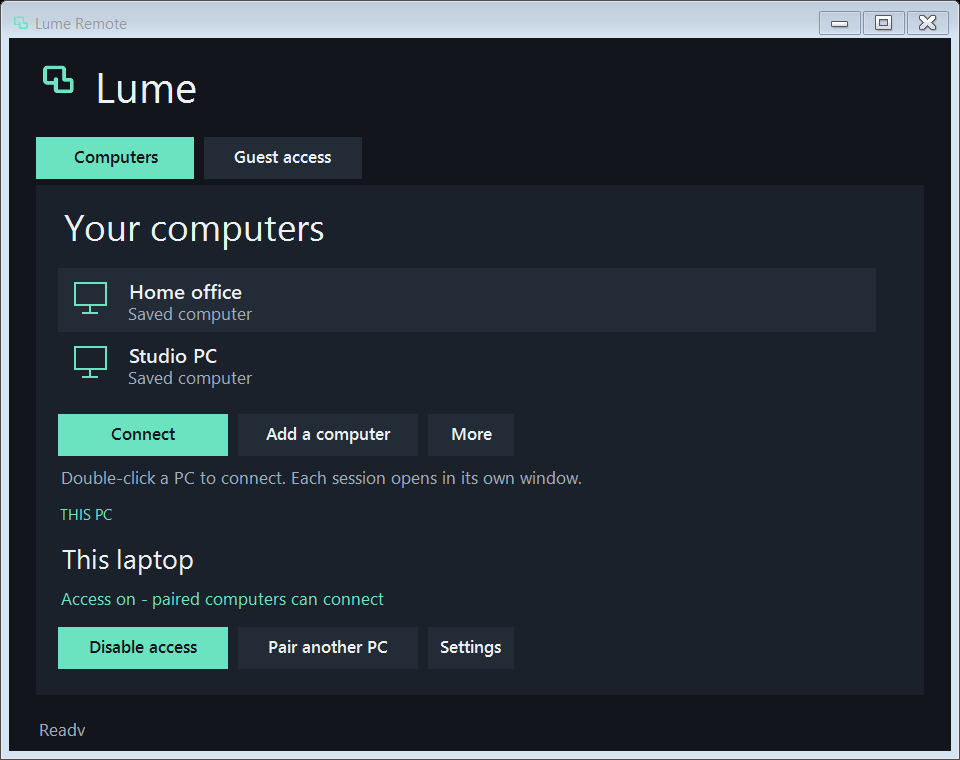 Lume computer dashboard