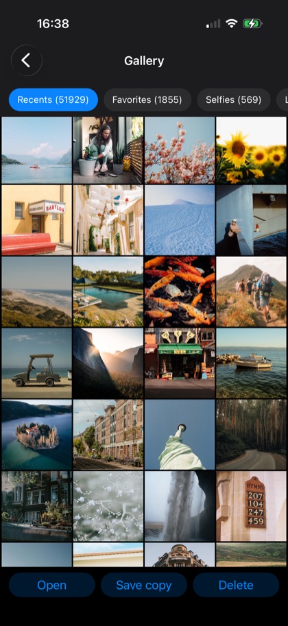 A photo library browsed through the gallery layer