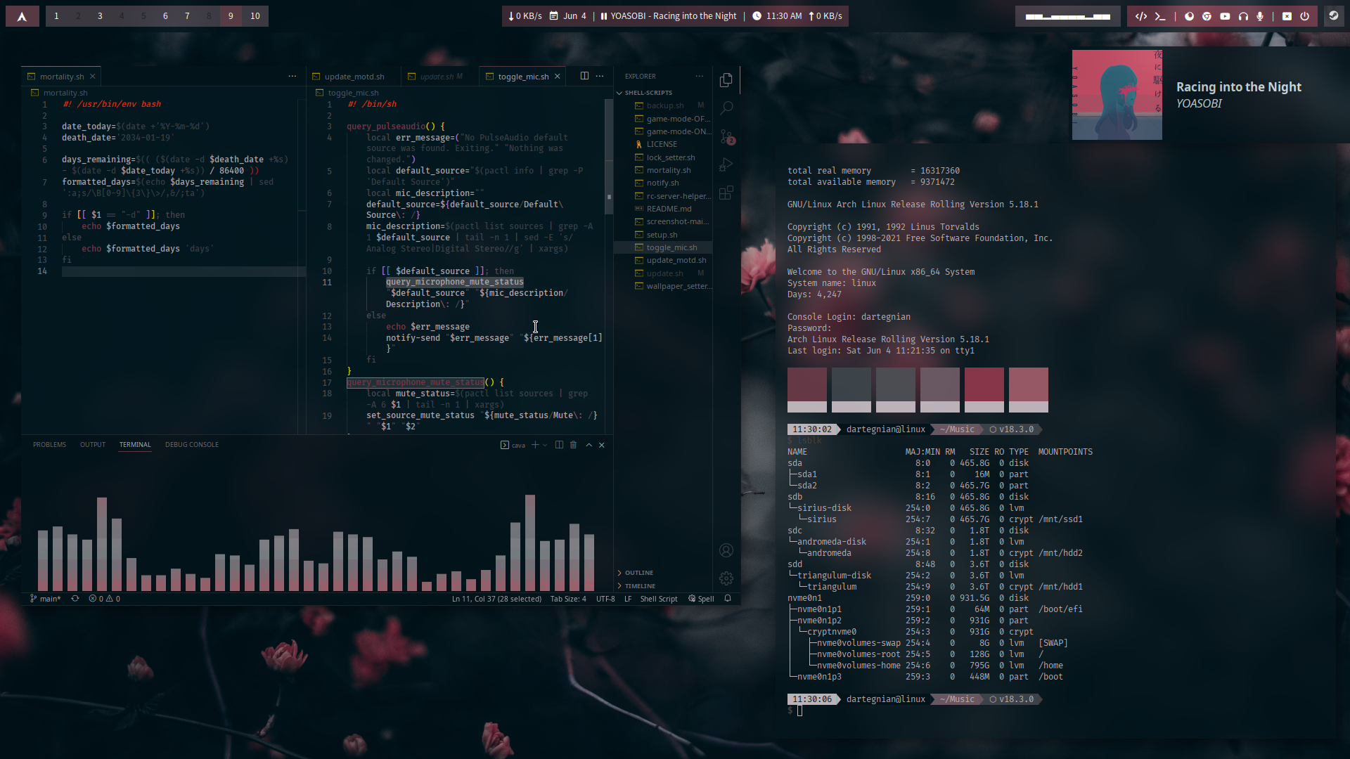 Screenshot of my current desktop setup with pywal