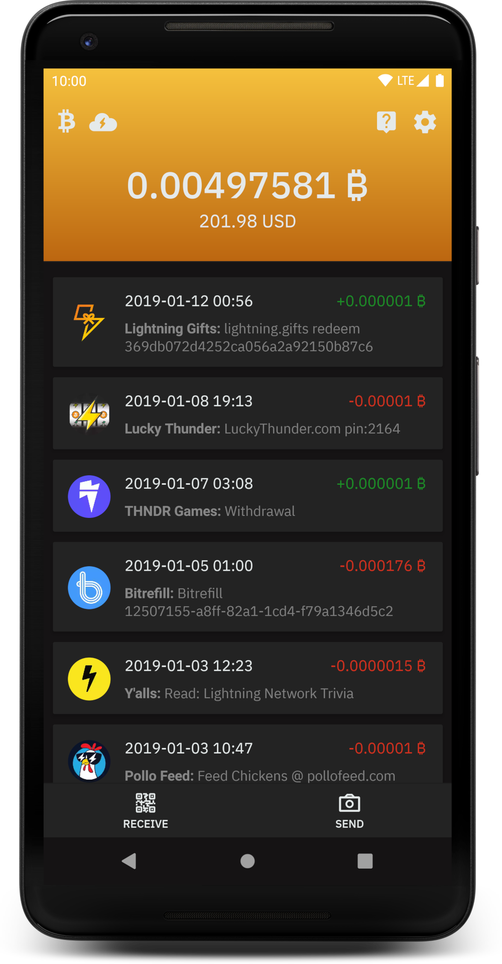 Darth Lightning Wallet screenshot