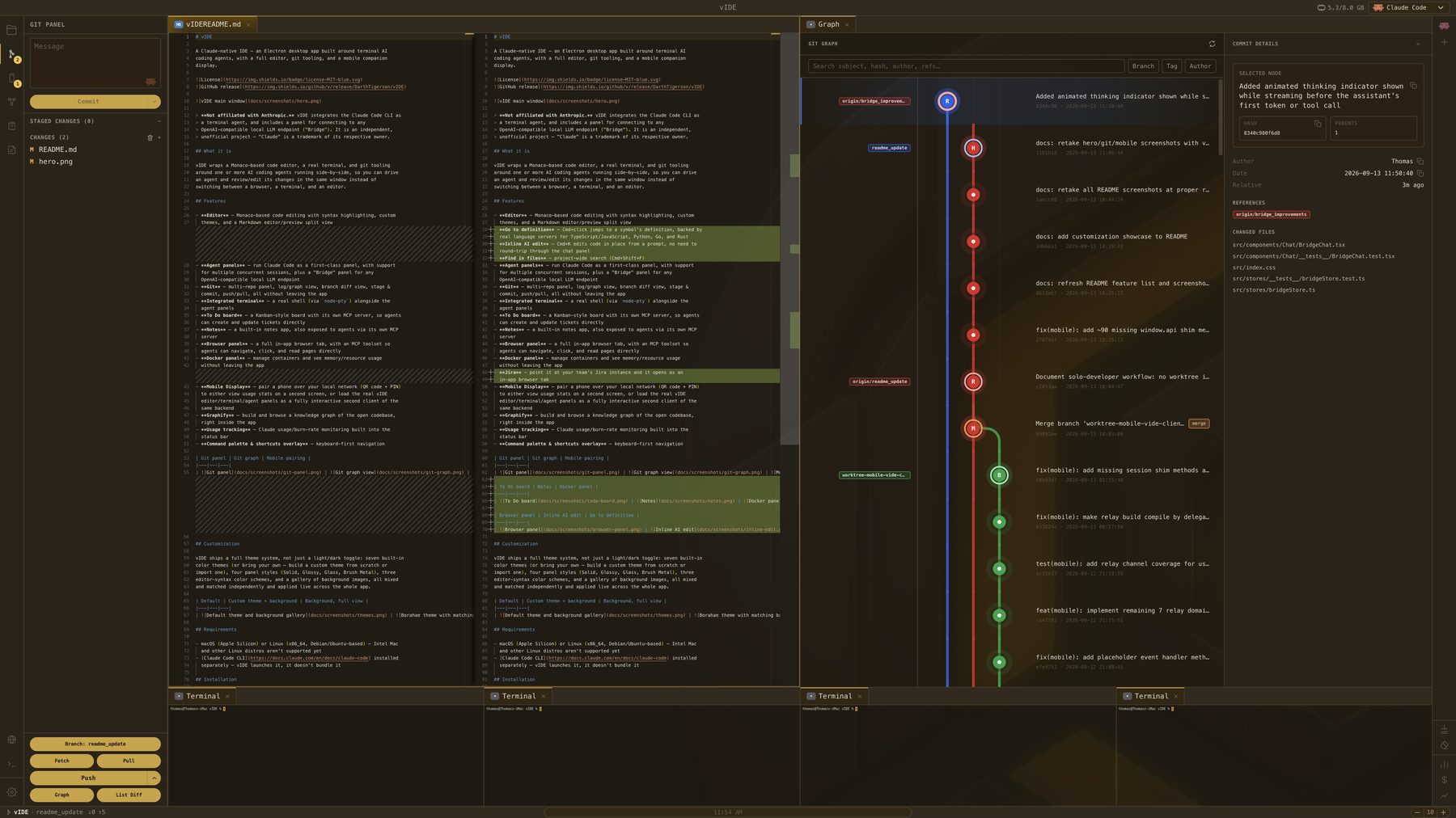 Git diff view and graph