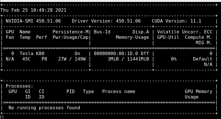 Nvidia SMI screen