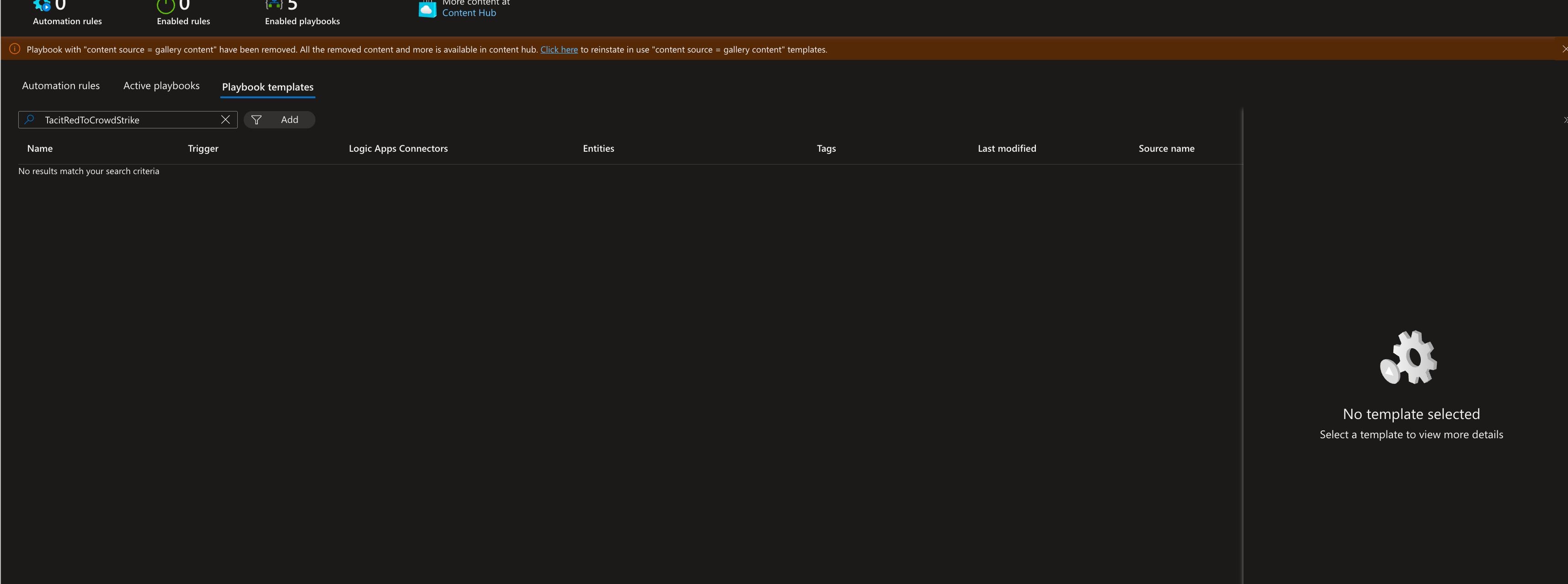 Playbook Templates Empty