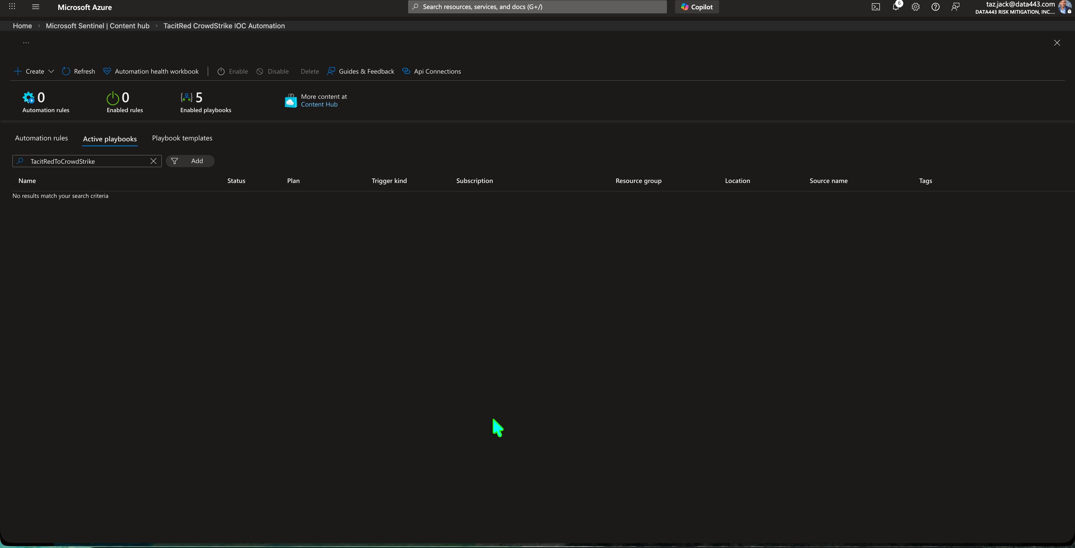 Active Playbooks Empty