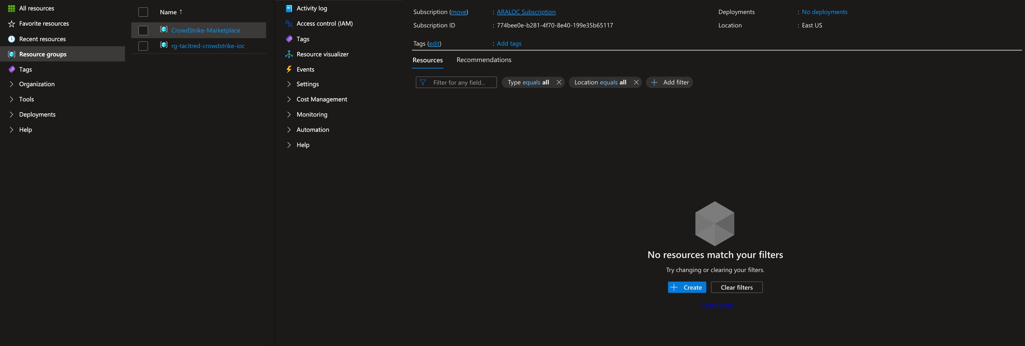 Resource Group Empty