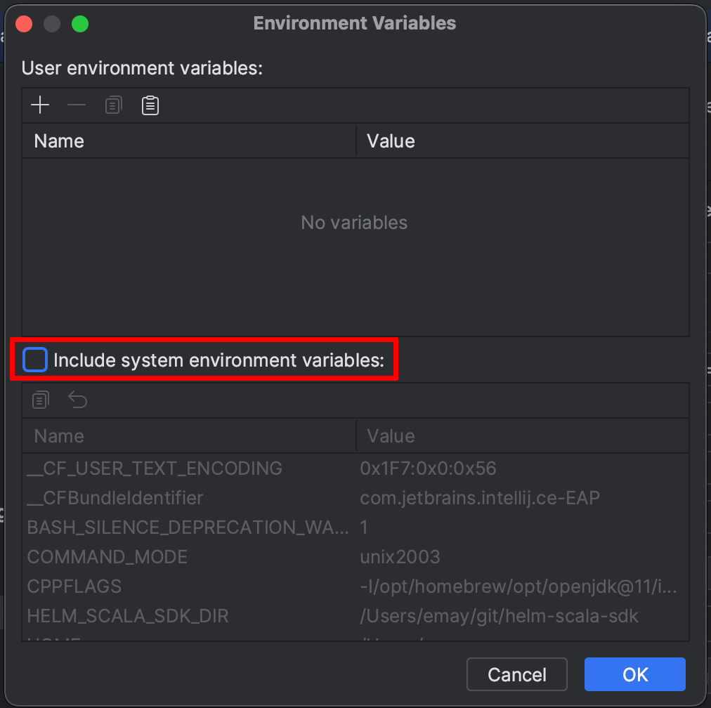 ScalaTest template env vars