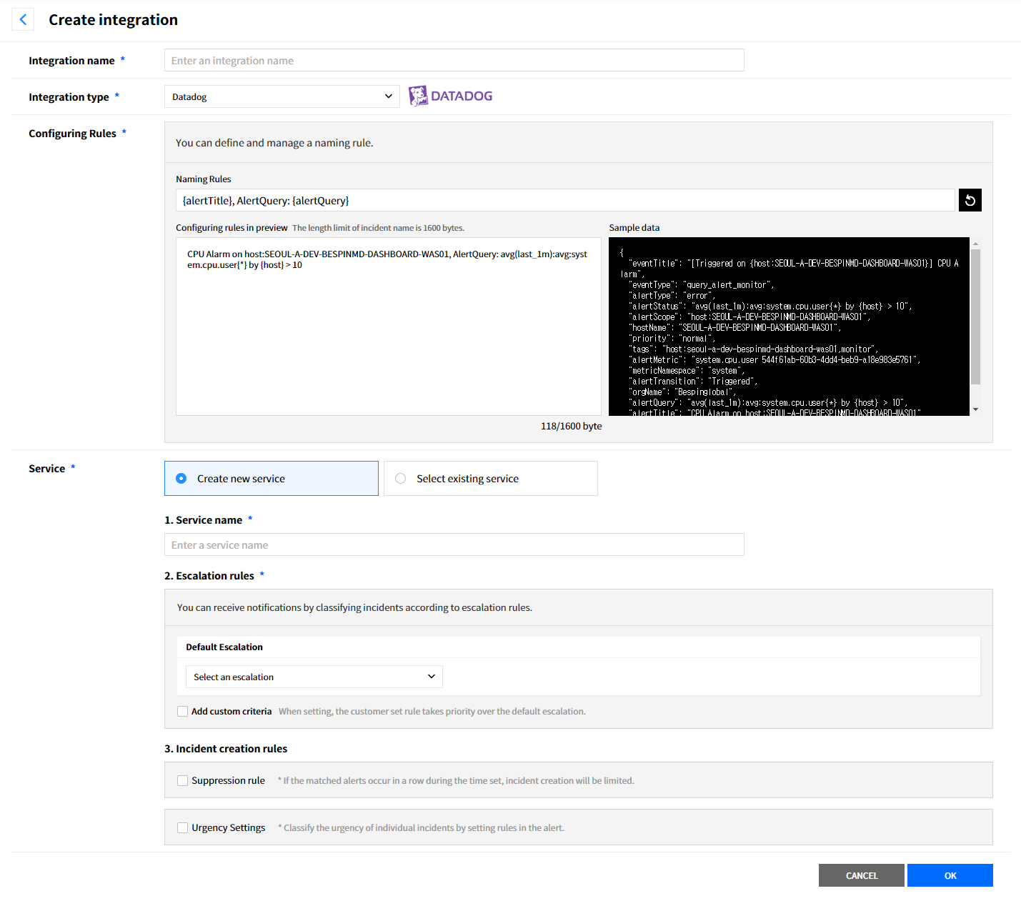 integración de datadog