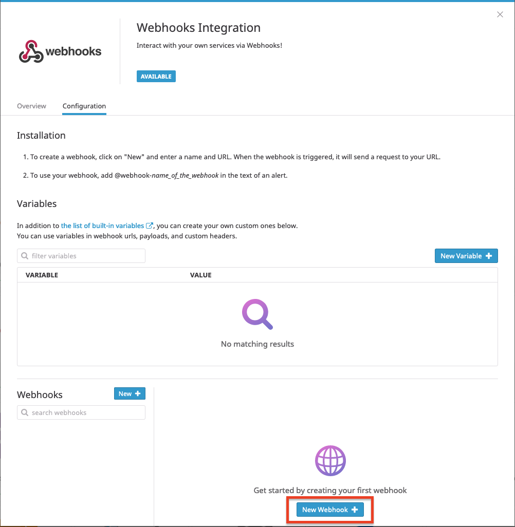 Nuevo webhook de Datadog