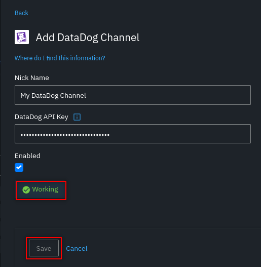 Save Working Datadog Integration