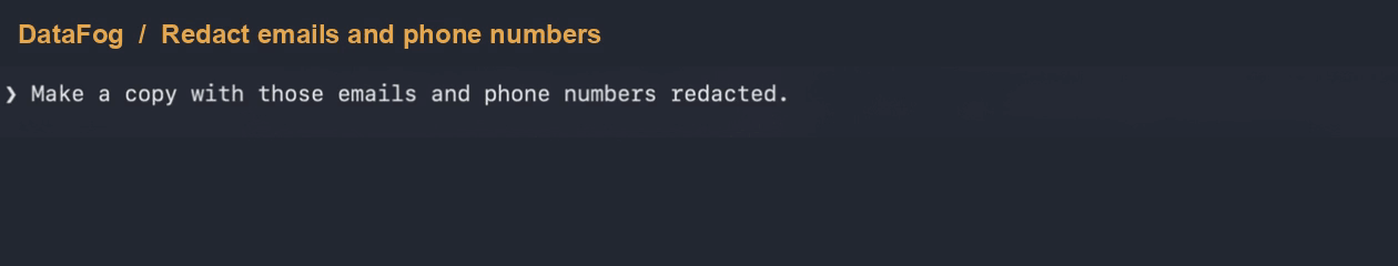 Claude Code creates a redacted customer CSV with DataFog MCP.