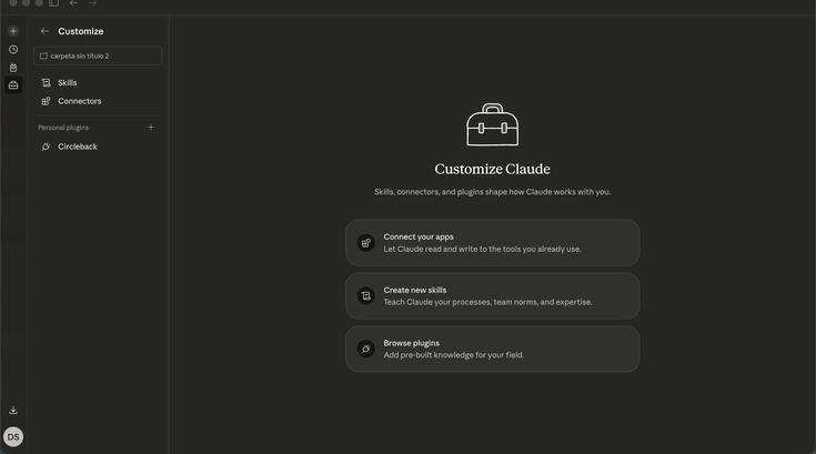 Customize panel — click + next to Personal plugins