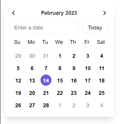 Calendar using lite-purple theme