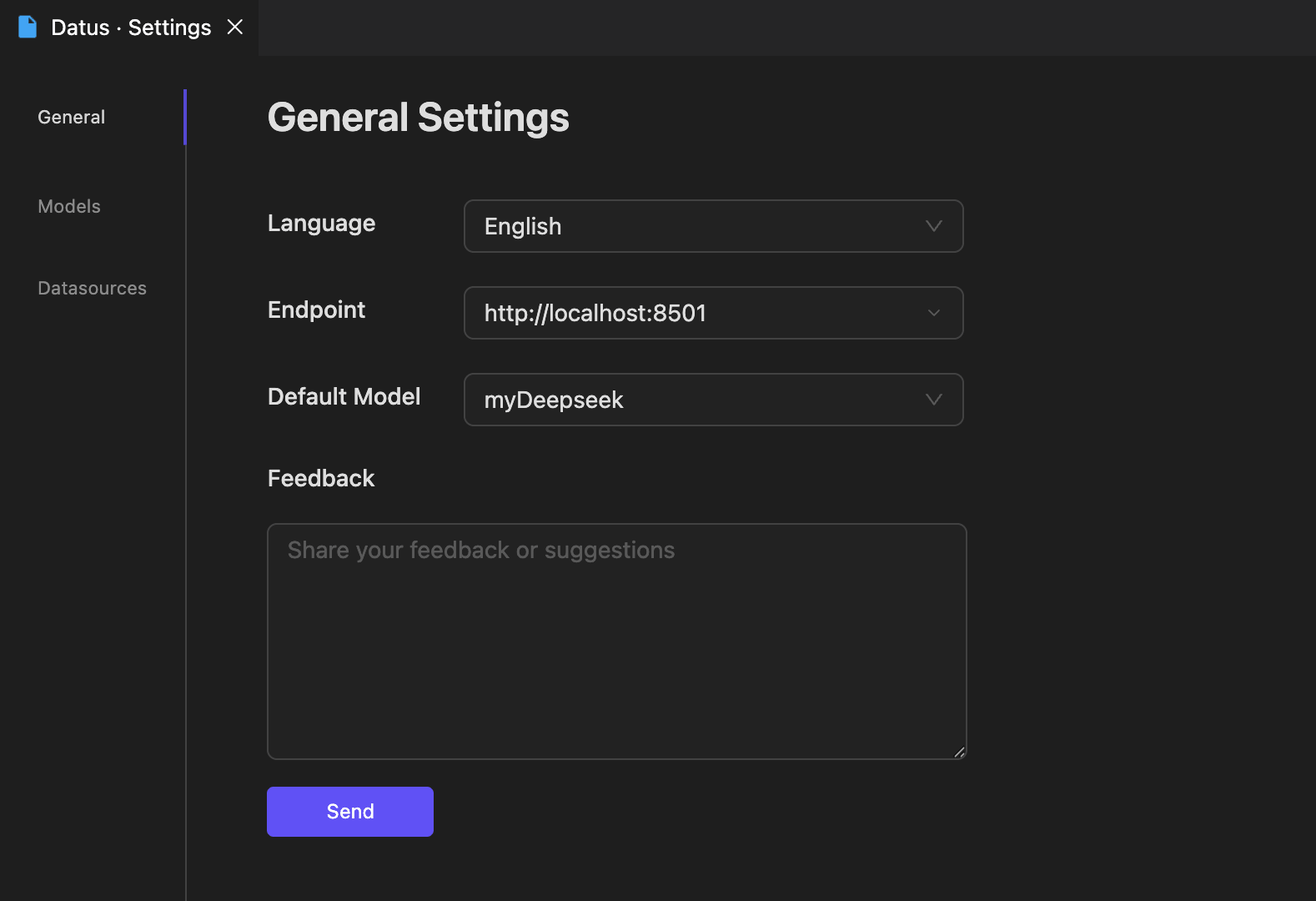 Datus Studio settings
