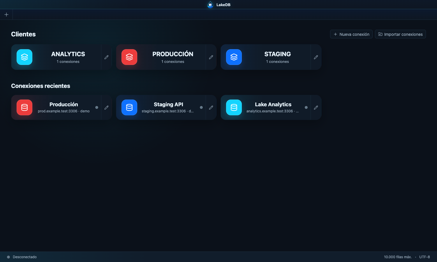 Conexiones organizadas en LakeDB