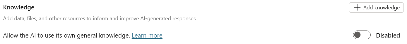 Turn off general knowledge