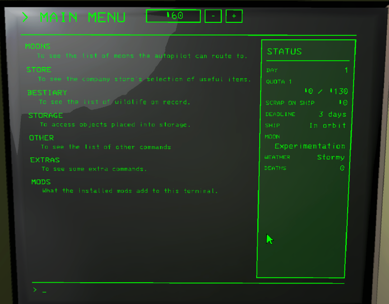 Main menu