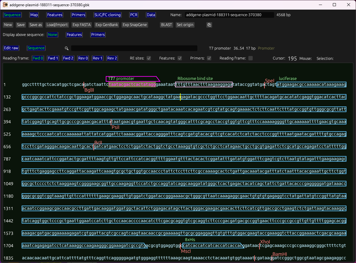 Sequence view screenshot