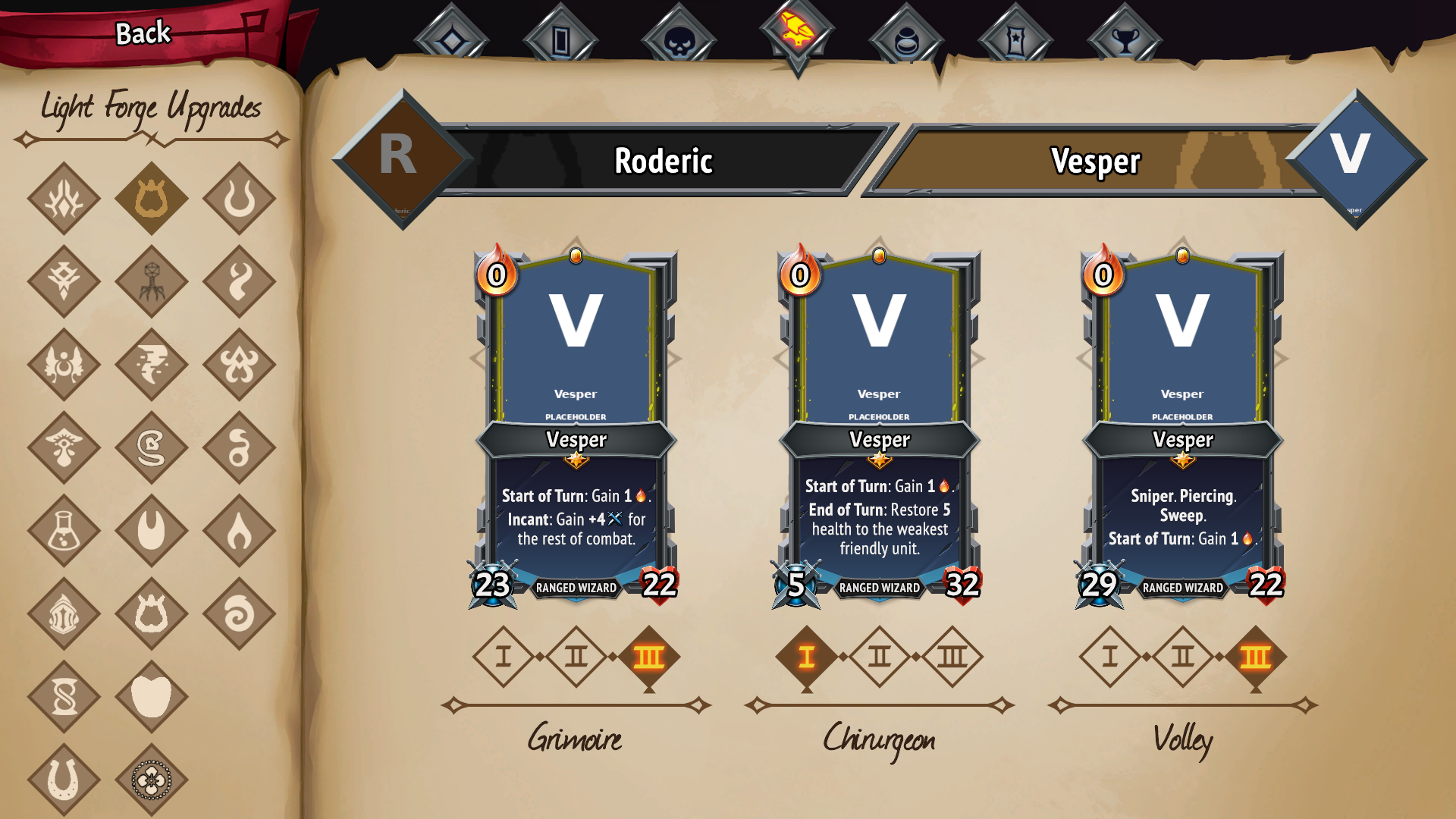 The logbook's champion upgrade page with 21 clans installed