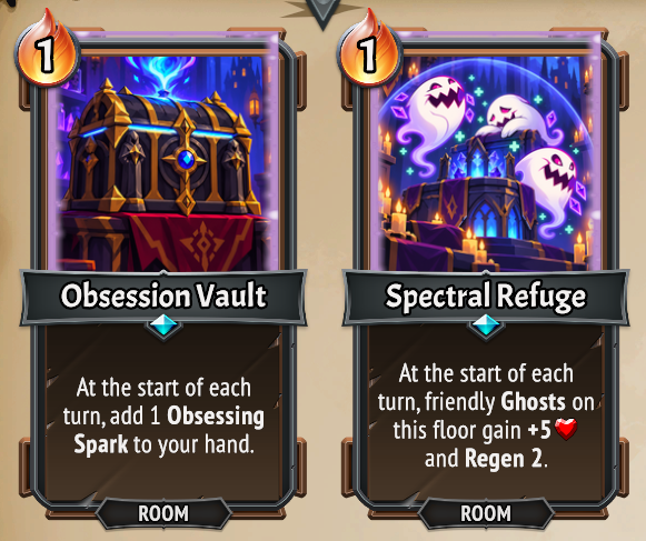 Obsession Vault and Spectral Refuge — room cards