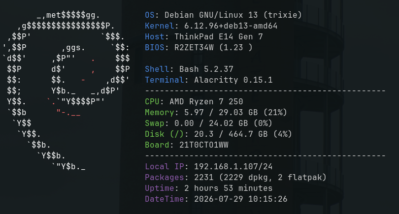 Default output on Debian