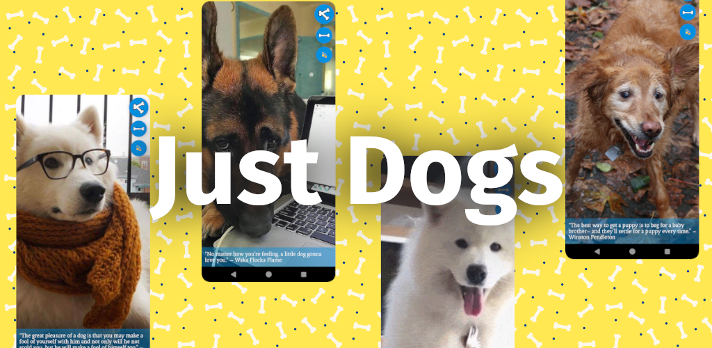 Just Dogs, screenshots of the app