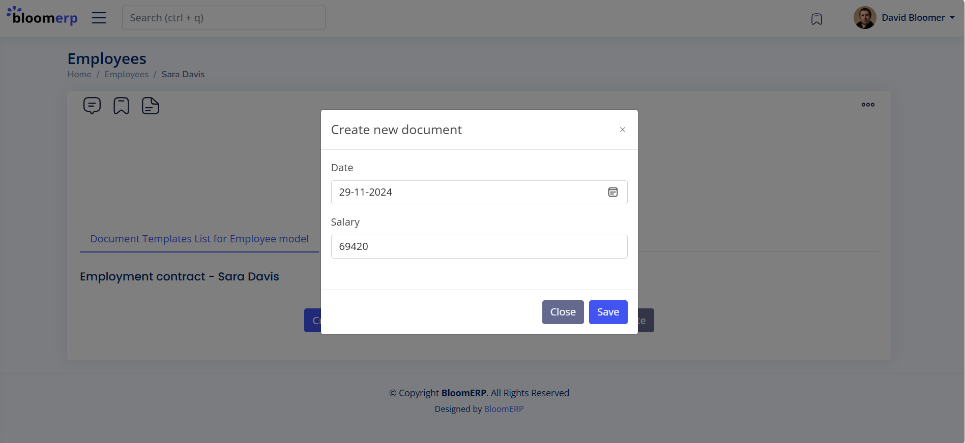 Document template usage