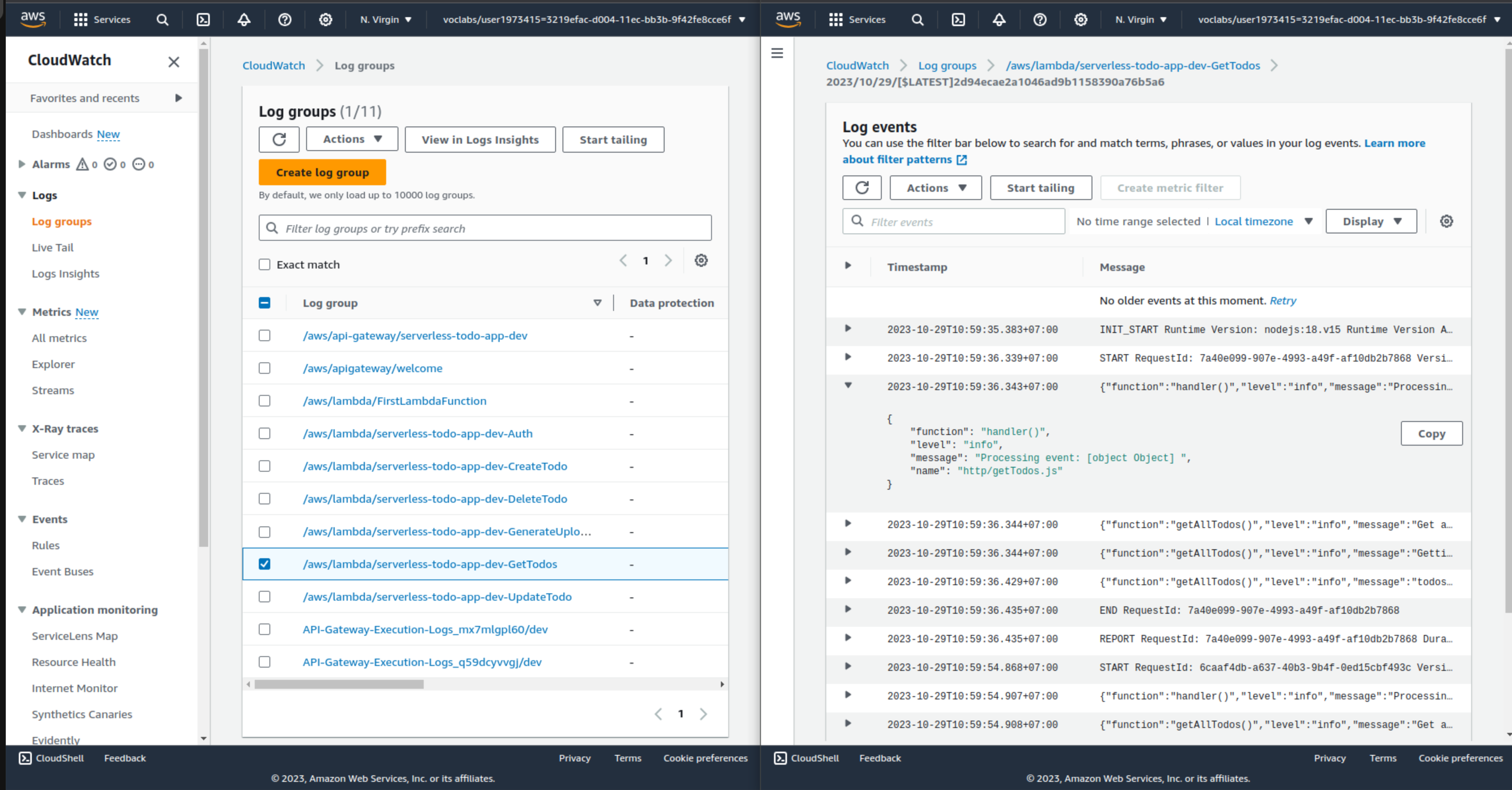 CloudWatch logs