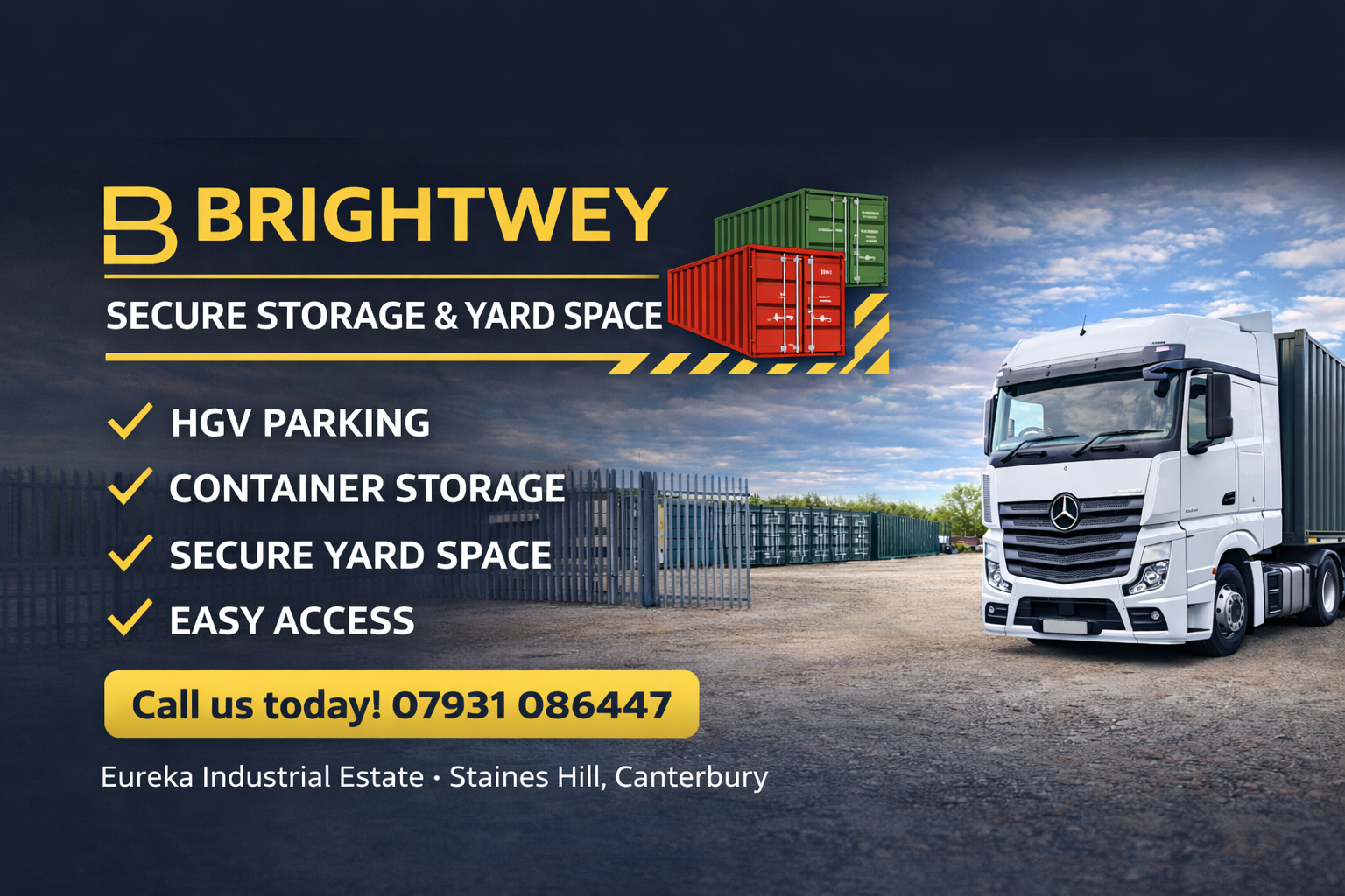 Secure storage and yard space at Brightwey in Canterbury