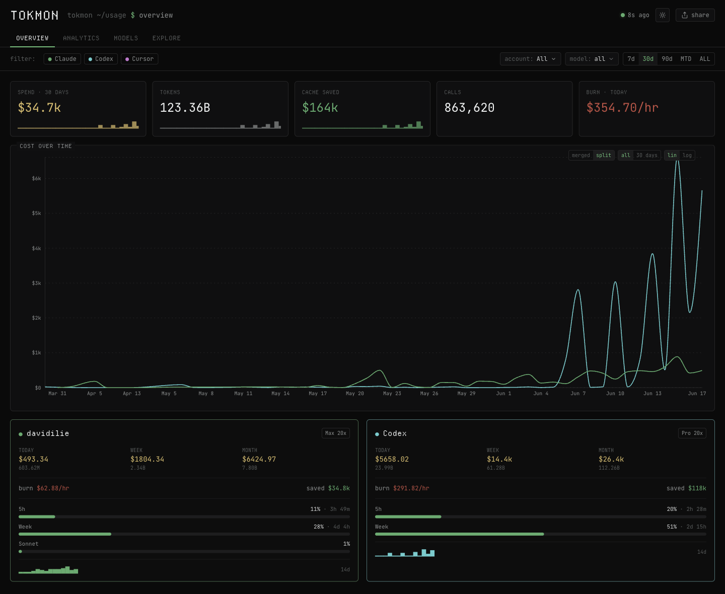 tokmon web dashboard — overview