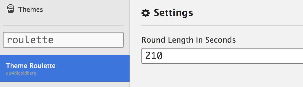 Theme Roulette settings