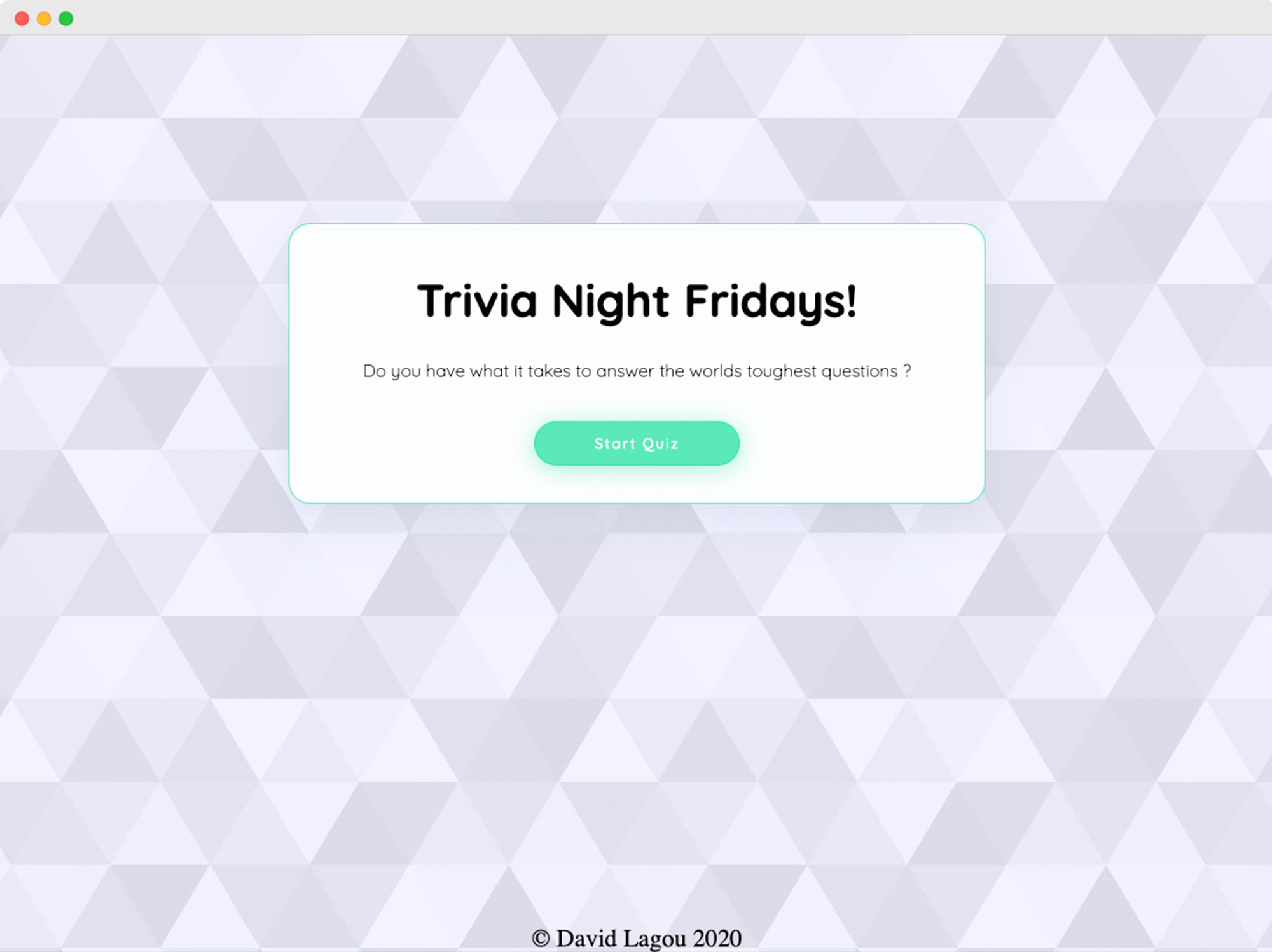 trivia game homepage